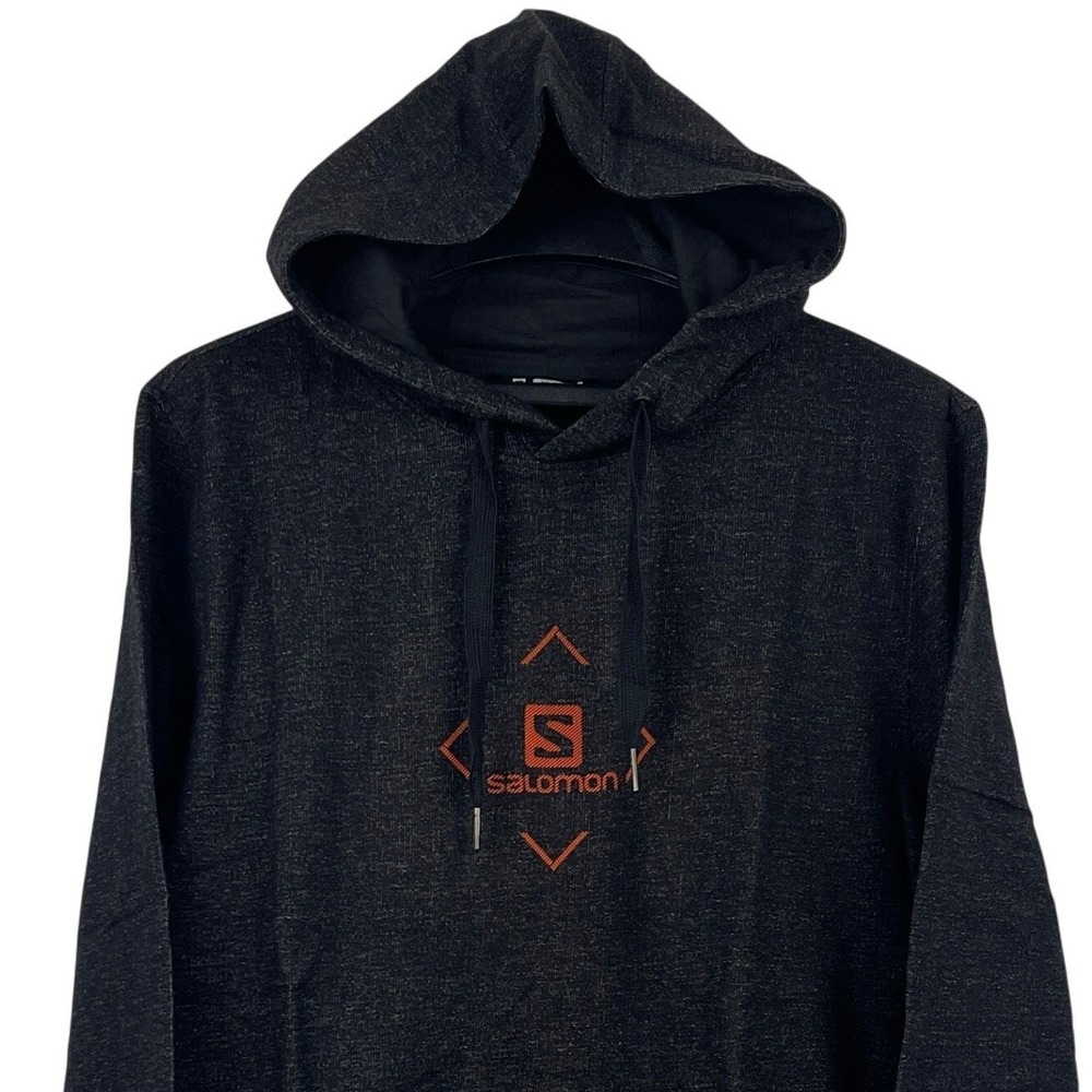 NEW Salomon Shift Hoodie Mens M Black Cotton Blend Front Logo Kangaroo Pocket